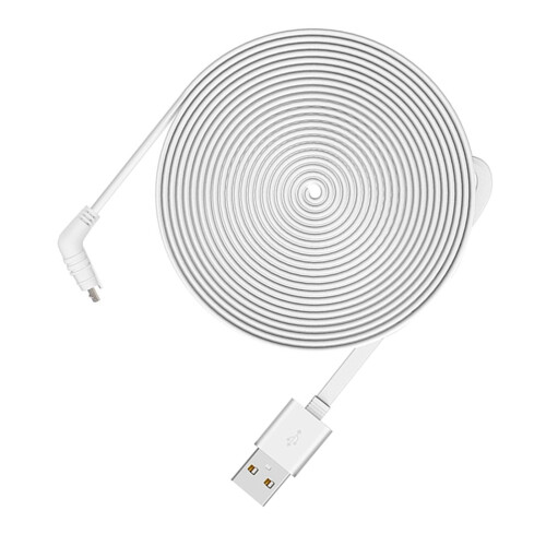 Cabo de alimentação Arlo Pro de 9 m, plano e resistente às intempéries, com porta USB.