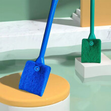 Double-sided algae scraper sponge brush with long handle, compatible with glass aquariums & home kitchen—under $5!