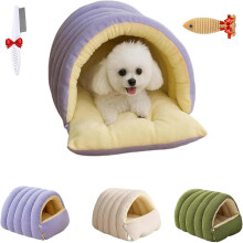 Removable and Washable Winter Closed-Off Cat Bed, Warm Cozy Comfort Pet Cave for Cats & Kittens, Machine-Washable Removable Cushion, Non-Slip Base