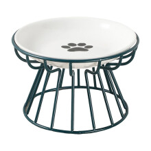 Podwyższona ceramiczna miska dla zwierząt z metalowym stojakiem