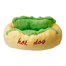 Plys katteseng formet som hotdog til indekatte – Skridsikker,