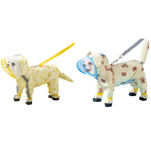 Impermeable para perros pequeños con cubrecola y patas.