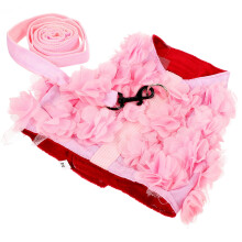 Rosa Hunde-Brustgeschirr mit Zugseil, verstellbar