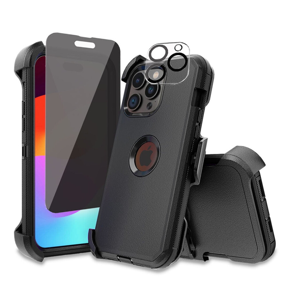 Iphone 15 Case With Privacy Screen And Lens Protector Black 9170372519958