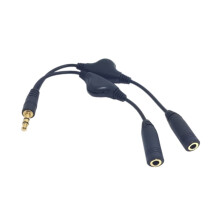 Kabel rozdzielający słuchawki 3,5 mm z podwójną regulacją głośności