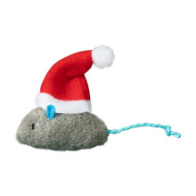 Mini topolini giocattolo con cappello di Babbo Natale e erba gatta, per gatti, confezione da 1