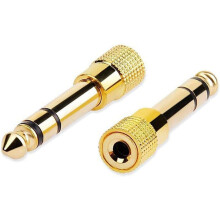 Zestaw 2 mosiężnych adapterów audio 3,5 mm żeńskie na 6,35 mm męskie