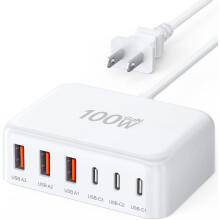 GaN USB-C hurtigladerhub 100W 6-porters kube med 1,5 meter ledning