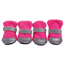 Reflecterende en ademende hondenschoenen, 4 stuks, maat 2 (2-4 kg), roze.