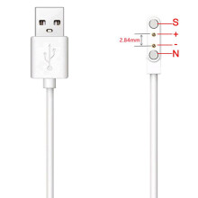 Cabo de carregamento magnético de 2 pinos, 7,62 mm x 60 cm, branco