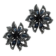Gearrthóg Gruaige Crúba Bláthanna Rhinestone, Miotal, 2 phíosa