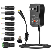 Oiriúntóir Cumhachta DC Inchoigeartaithe 30W le 8 Leid, 3V–12V