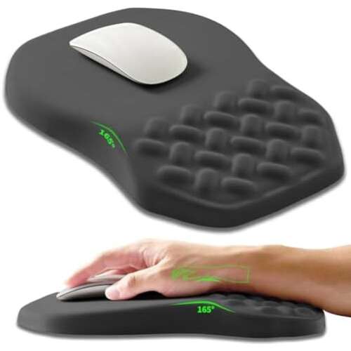 Mousepad ergonômico inclinado 30x20cm com espuma viscoelástica e gel