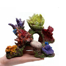 Adorno de resina con forma de cueva de coral para acuario, 17 x 9,5 x 14 cm.