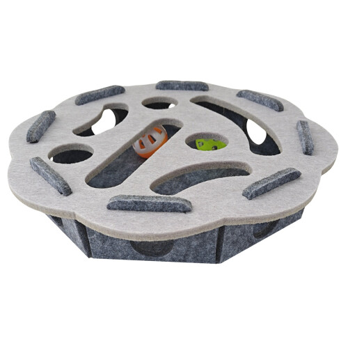 Ξύλινο κουτί παζλ για ξύσιμο και λίμα νυχιών γάτας με καμπάνα