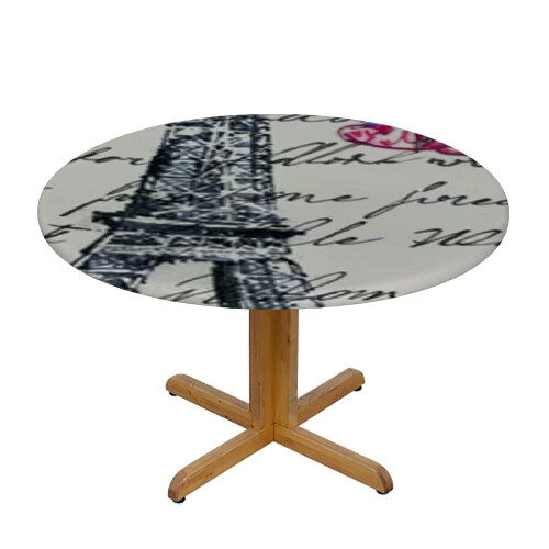 Eiffel Tower Paris Tablecloth – Polyester, Round, White 2