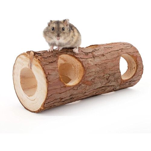 Trähamstertunnelleksak skogsträdstam