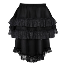 Renaissance Skirt Lace Ruffle Victorian Skirt Gothic-Black M
