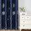 Blackout Curtains Navy Blue Silver Palm Design 38x72 Inch 2 2