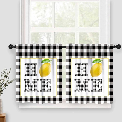 Rustic Lemon Window Valances Farmhouse Fruit Flower Pattern 2