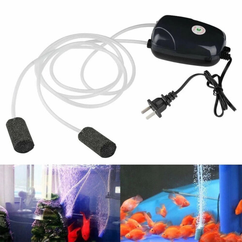Akvariumsyrepump med 2 bubbelstenar och 2 m slang
