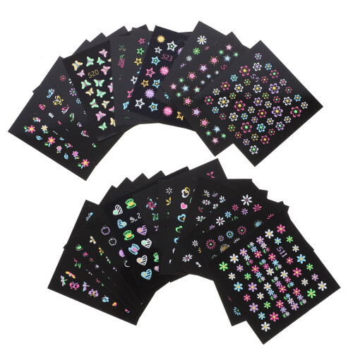 Lysande nagelkonstklistermärken, 24-pack, ark