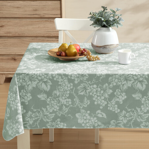 Grapevine Print Vinyl Tablecloth 52x52in Square Flannel Back 2