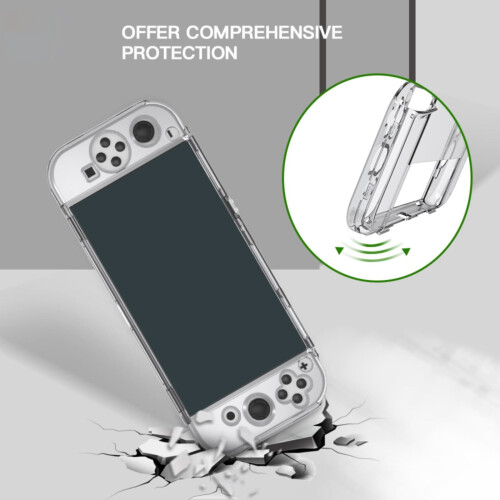 Capa protetora OLED transparente para Nintendo Switch – Compatível com dock para PC