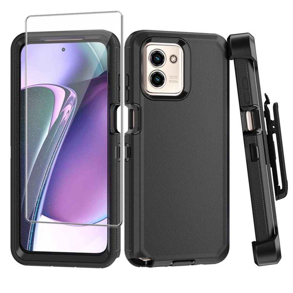 Xhy Moto G Play 2024 Case With Belt Clip, Screen Protector, 9170372489114