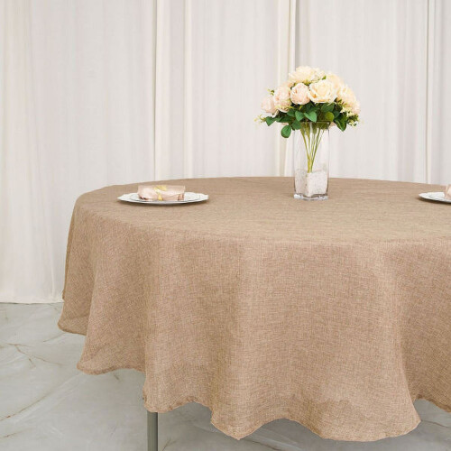 Faux Burlap Round Tablecloth 90 in 2