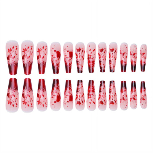 DESIGNICE Press-On Nails: Trapetsformad bloddroppsdesign, 25