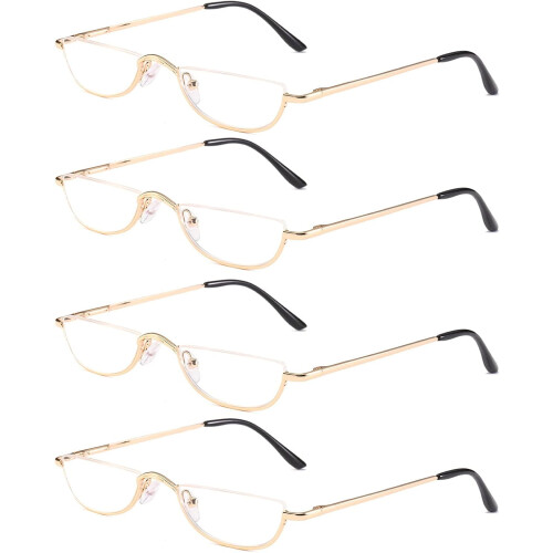 Halbrahmen-Lesebrille – Metall, 2 Paar