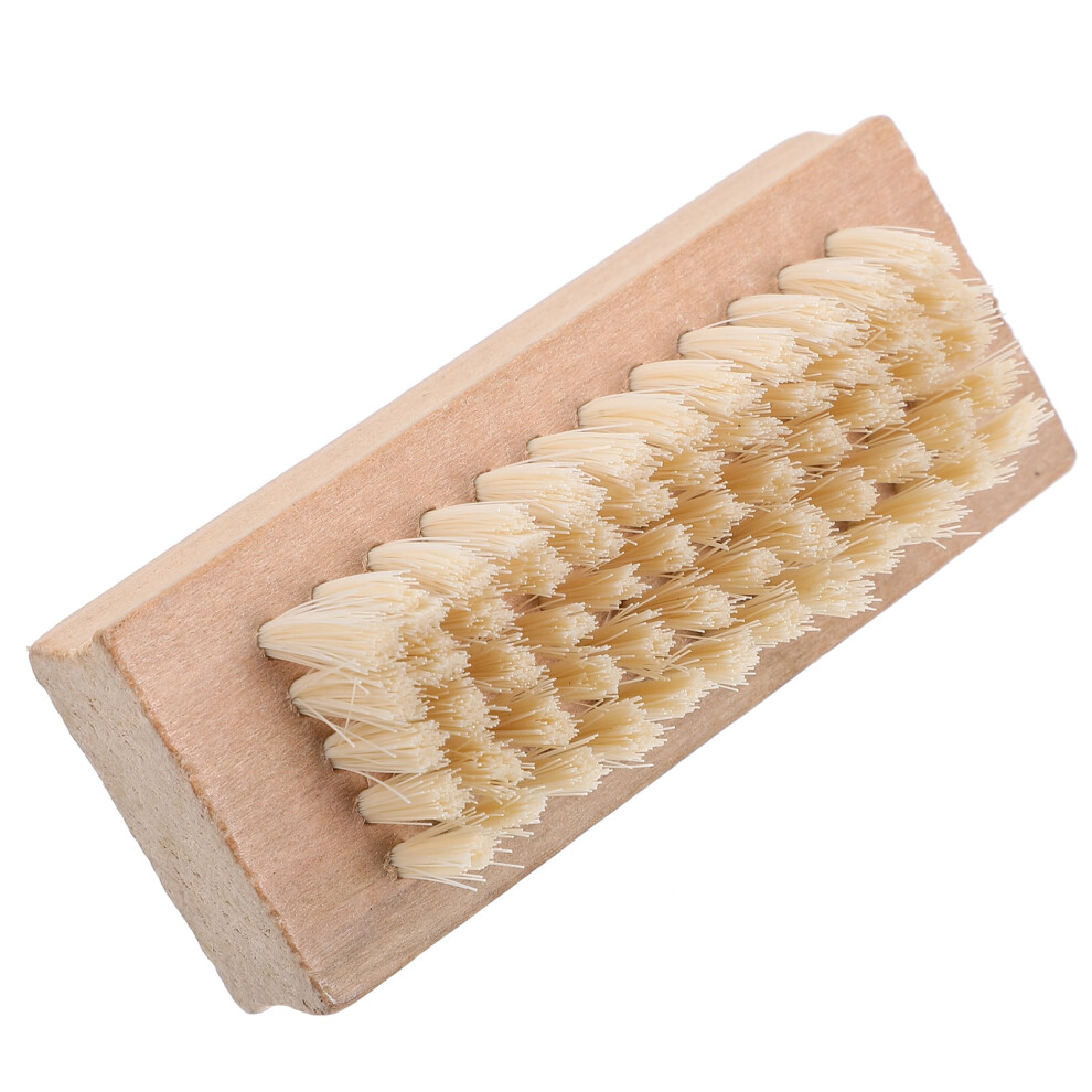Double-Sided Natural Bristle Nail Brush Wooden Handle