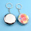 Multifunctional Keychain Pills Box with Mirror and-peony flower 6