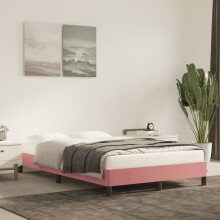 vidaXL sengestel med madras lyserød 120x190 cm fløjl