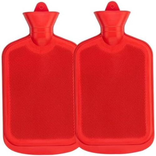 2-pack, 2 liter varmvattenflaskor i naturgummi