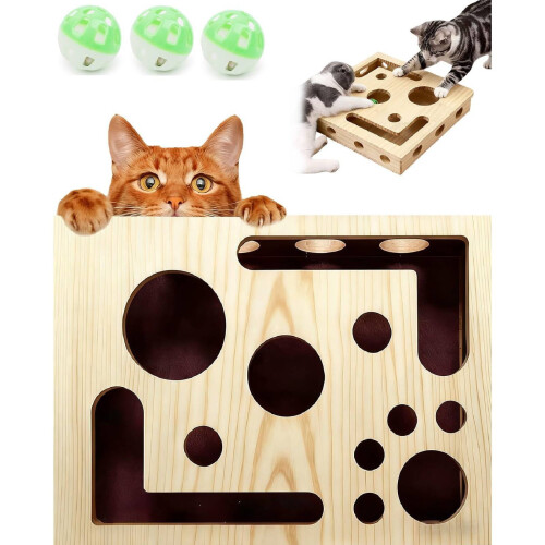 Oak Cat Scratch & Enrichment Box with Balls