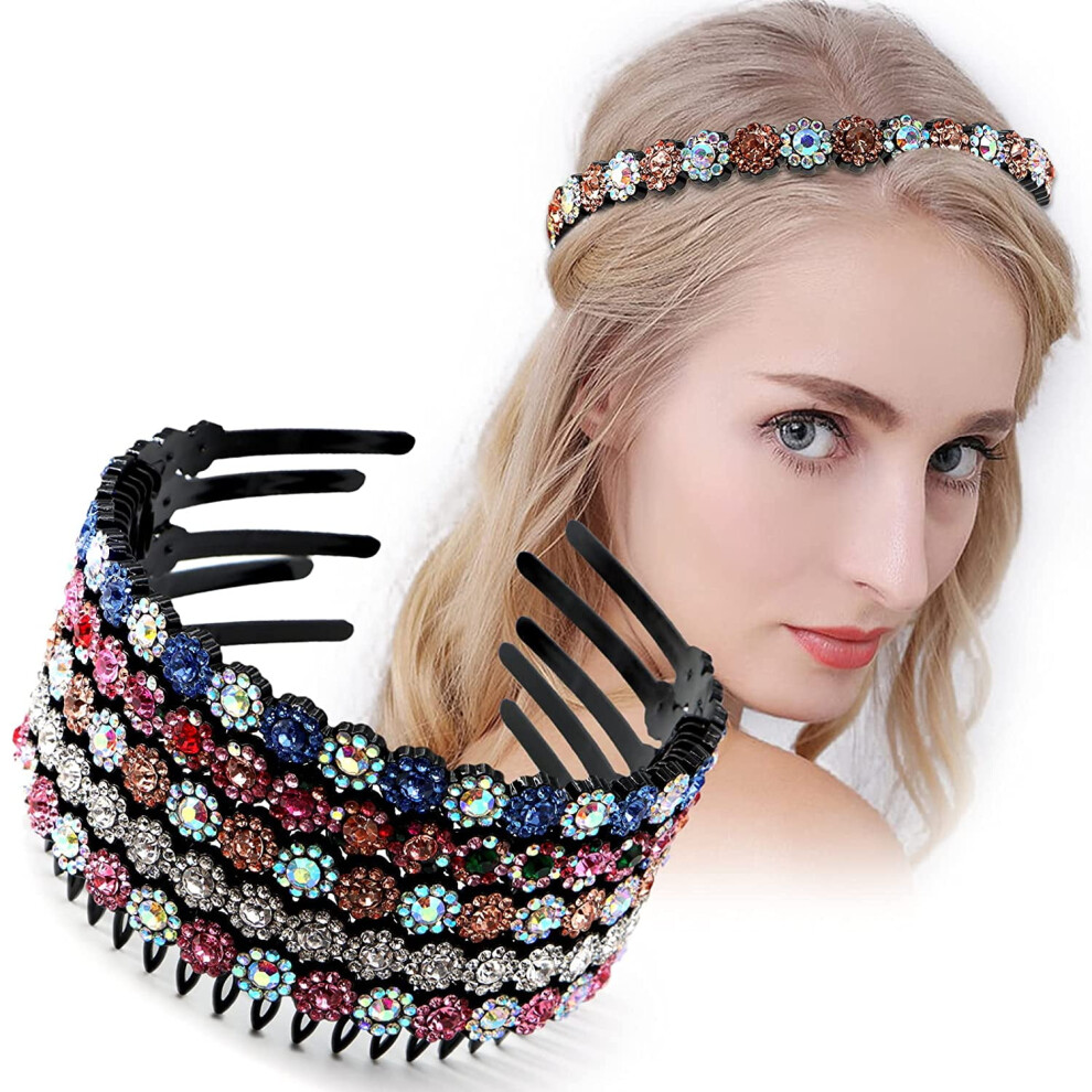 ZOUYUE rhinestone wave headbands plastic comb 5 pcs