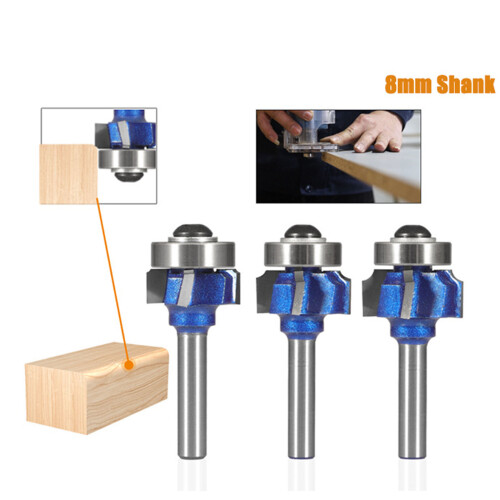 3Pcs Sturdy Corner Rounding Tool Four Edges Design 8mm Shank for 1