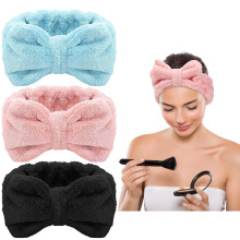 Diadema de microfibra ajustable para lavar la cara, para mujer, 3 piezas