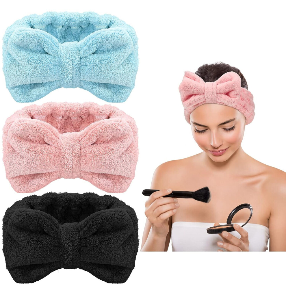 Unisex 3 Pack Bowtie Headbands For Spa, Yoga & Makeup