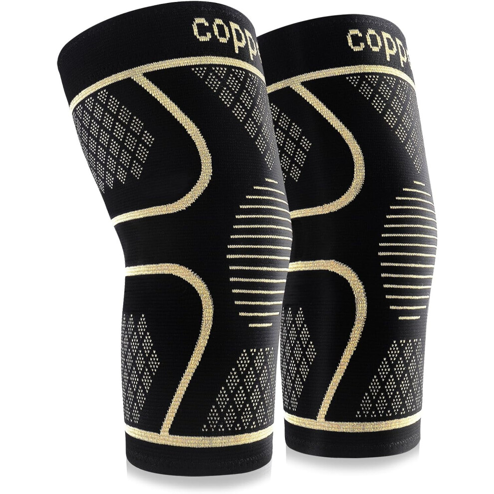 Copper Knee Braces for Pain Relief â 2 Pack