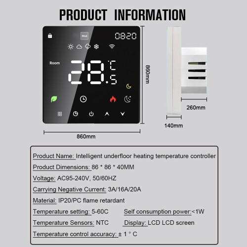 Έξυπνος θερμοστάτης Tuya WiFi LCD για ηλεκτρικό θερμοσίφωνα1 2