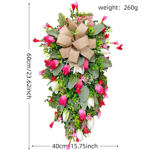 Artificial Tulip Wreath Garland for Front Door 2