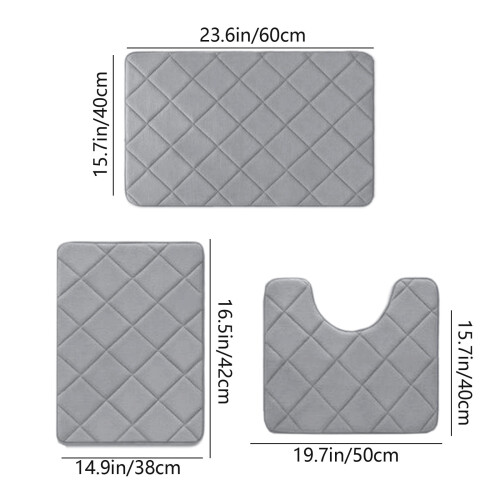 Σετ χαλάκια μπάνιου PRETXORVE Memory Foam 3 τεμάχια 2