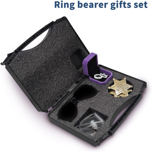 Ring Bearer Gift Set with Box, Sunglasses, Earpiece & Rings 1
