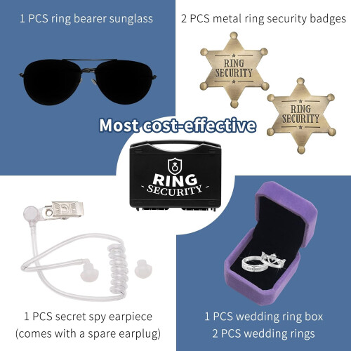 Ring Bearer Gift Set with Box, Sunglasses, Earpiece & Rings 2