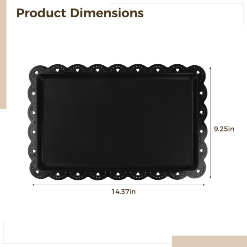 Black Plastic Serving Trays 14.37 x 9.25 in (20 pcs) 1