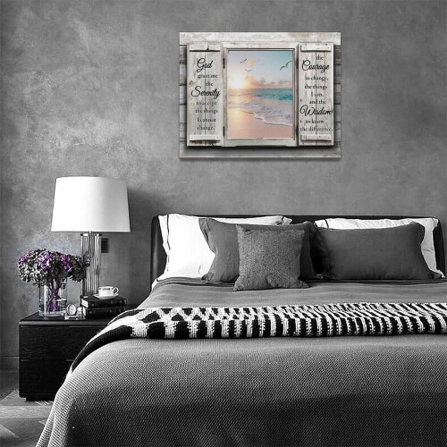 Quadro decorativo "Oração da Serenidade na Praia" (16x12 polegadas) 2