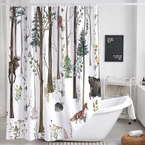 Κουρτίνα ντους Rustic Forest 70x75 ίντσες με 12 γάντζους 2